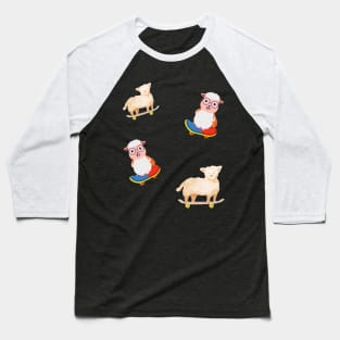 Skating Sheep Baseball T-Shirt